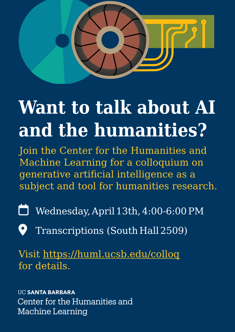 A flyer with the heading "Want to talk about AI and the humanities?"