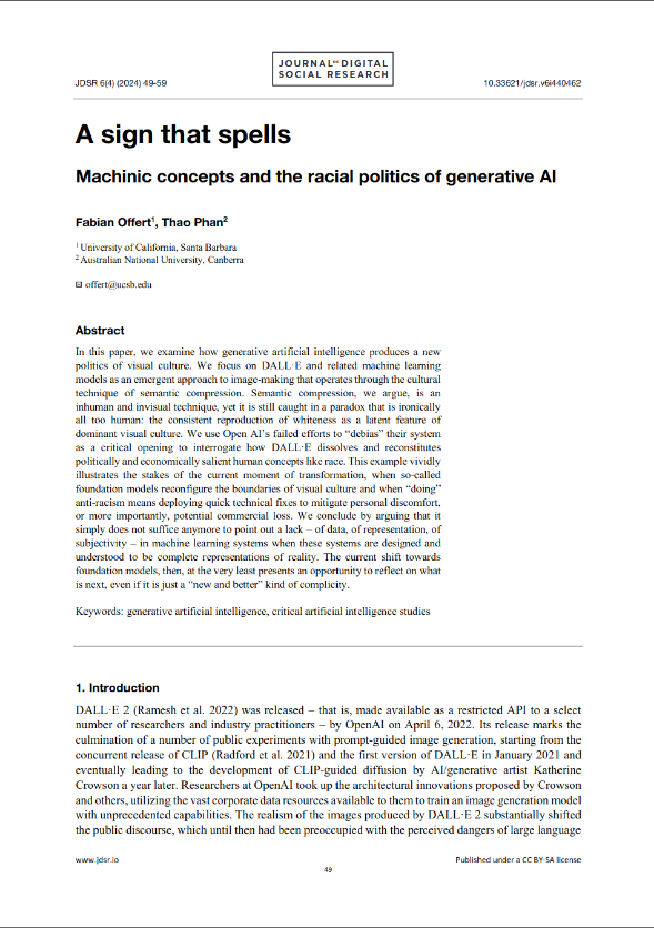 Screenshot of the title and abstract for an article titled "A sign that spells"