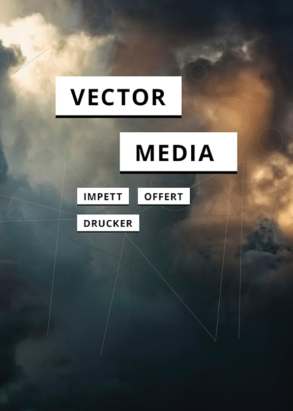 Book cover showing light filtering through the clouds with the title "Vector Media" on two white rectangles